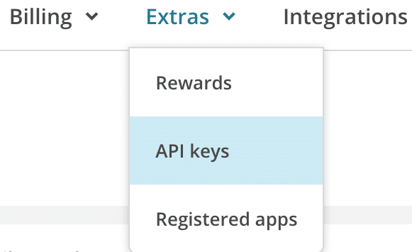 Menu API Keys